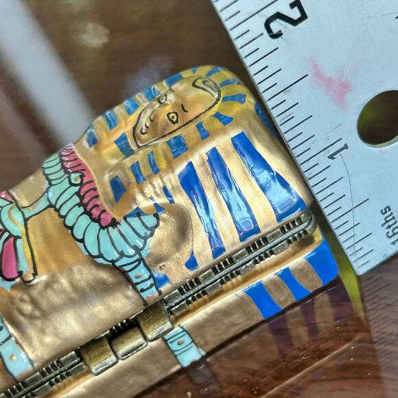Egyptian Sarcophagus Trinket Box – Hand-Painted Hinged Porcelain Miniature - Picture 14 of 14